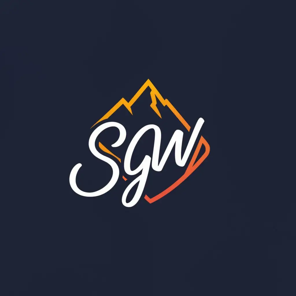 a logo design,with the text "SGW", main symbol:colorful shield with mountain, cursive,Minimalistic,be used in Travel industry,clear background