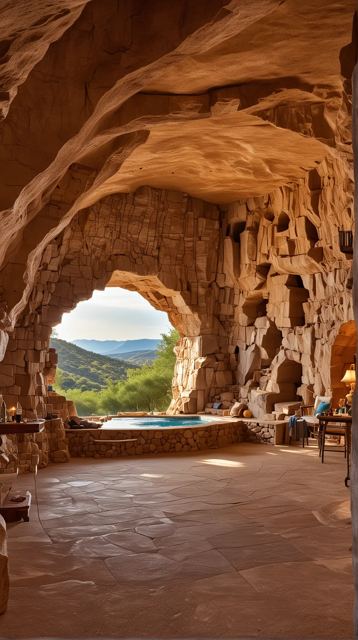 ultra private luxury gemstones cave resort, land art style