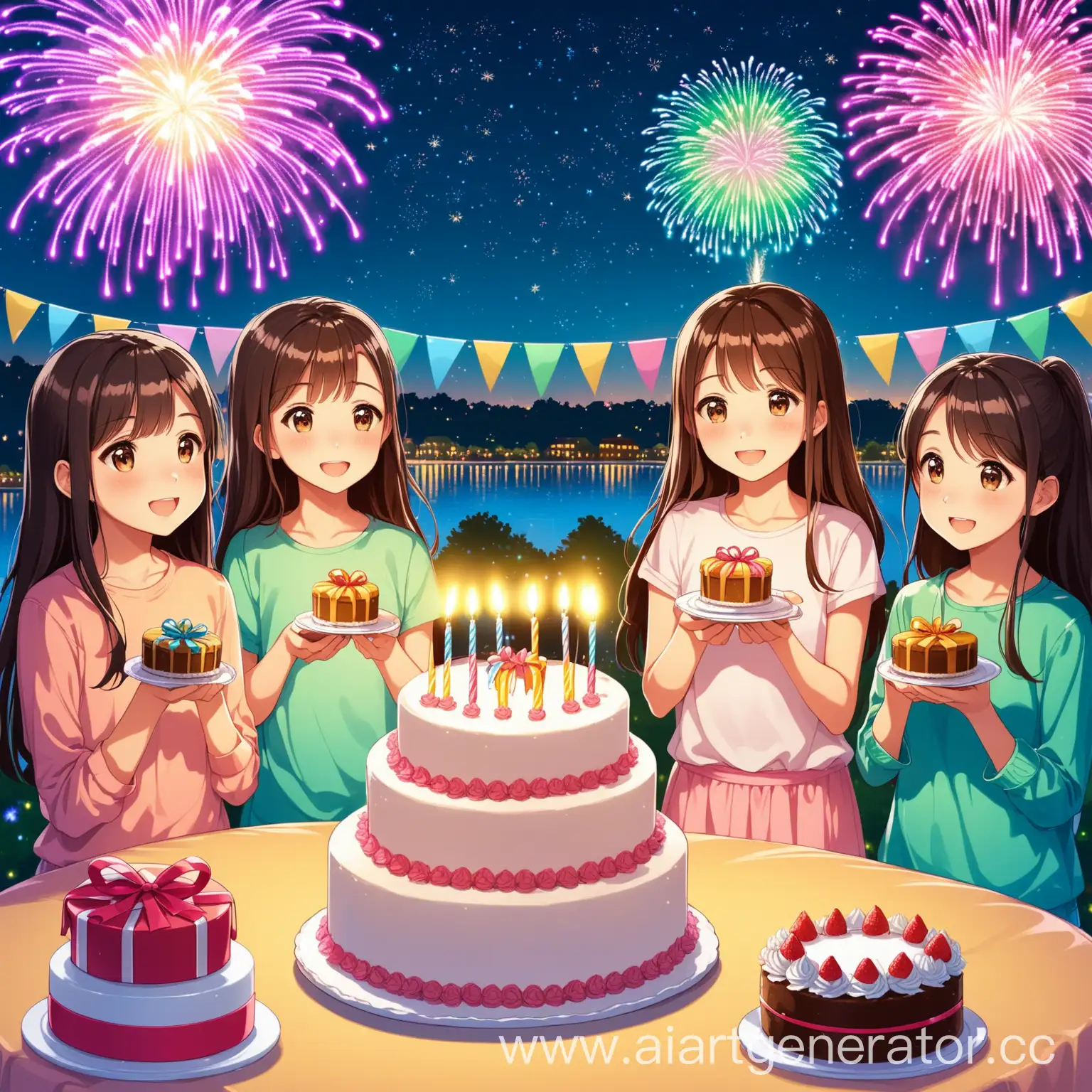 Girls-13th-Birthday-Celebration-with-Gifts-Cake-and-Fireworks