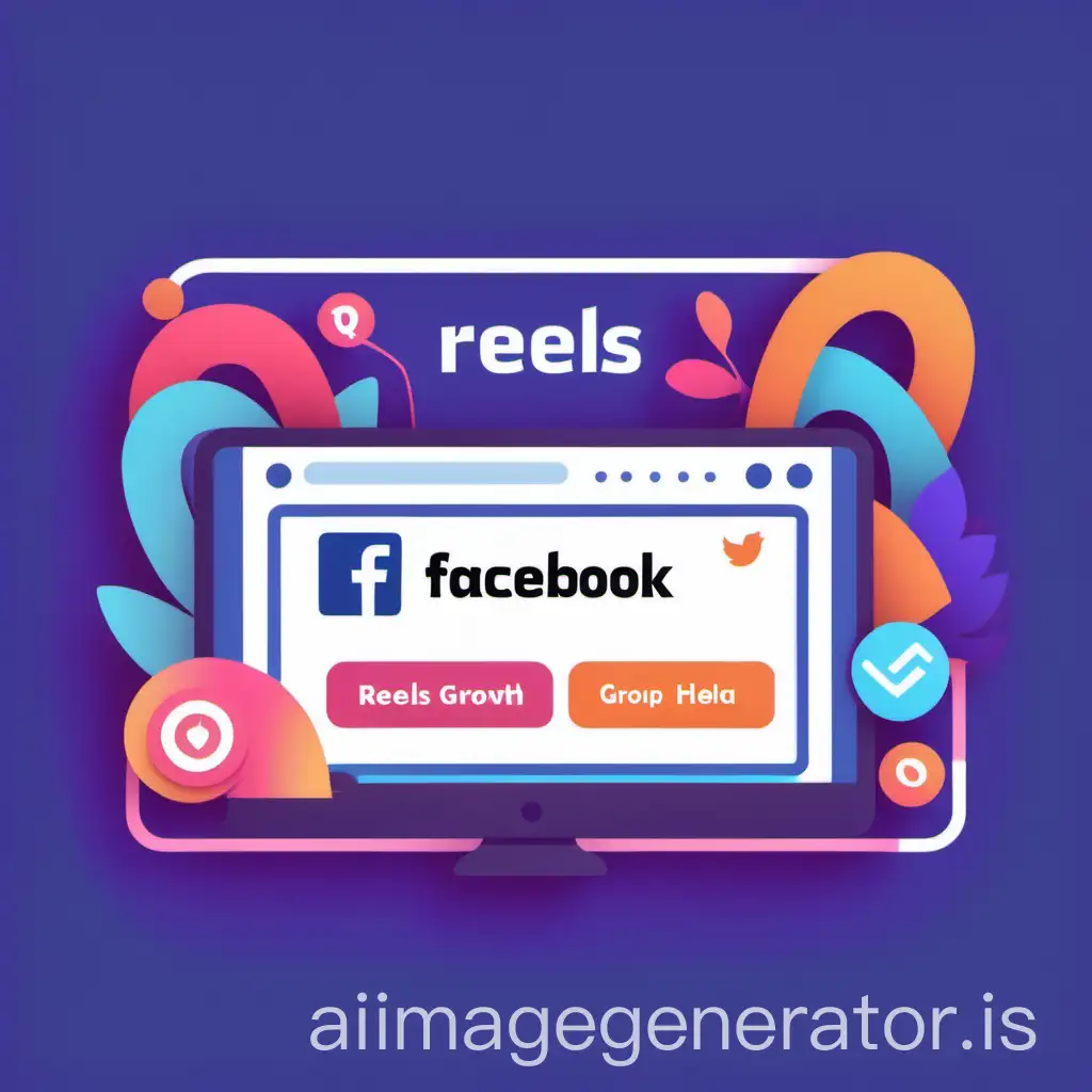"Create a banner for a Facebook group focused on Reels growth. The banner should include vibrant colors, modern design elements, and a clear message highlighting the benefits of using Reels for growth on social media platforms."