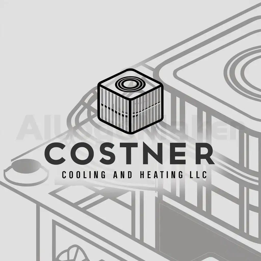 a logo design,with the text "Costner Cooling and Heating LLC", main symbol:AC unit,complex,be used in air industry,clear background