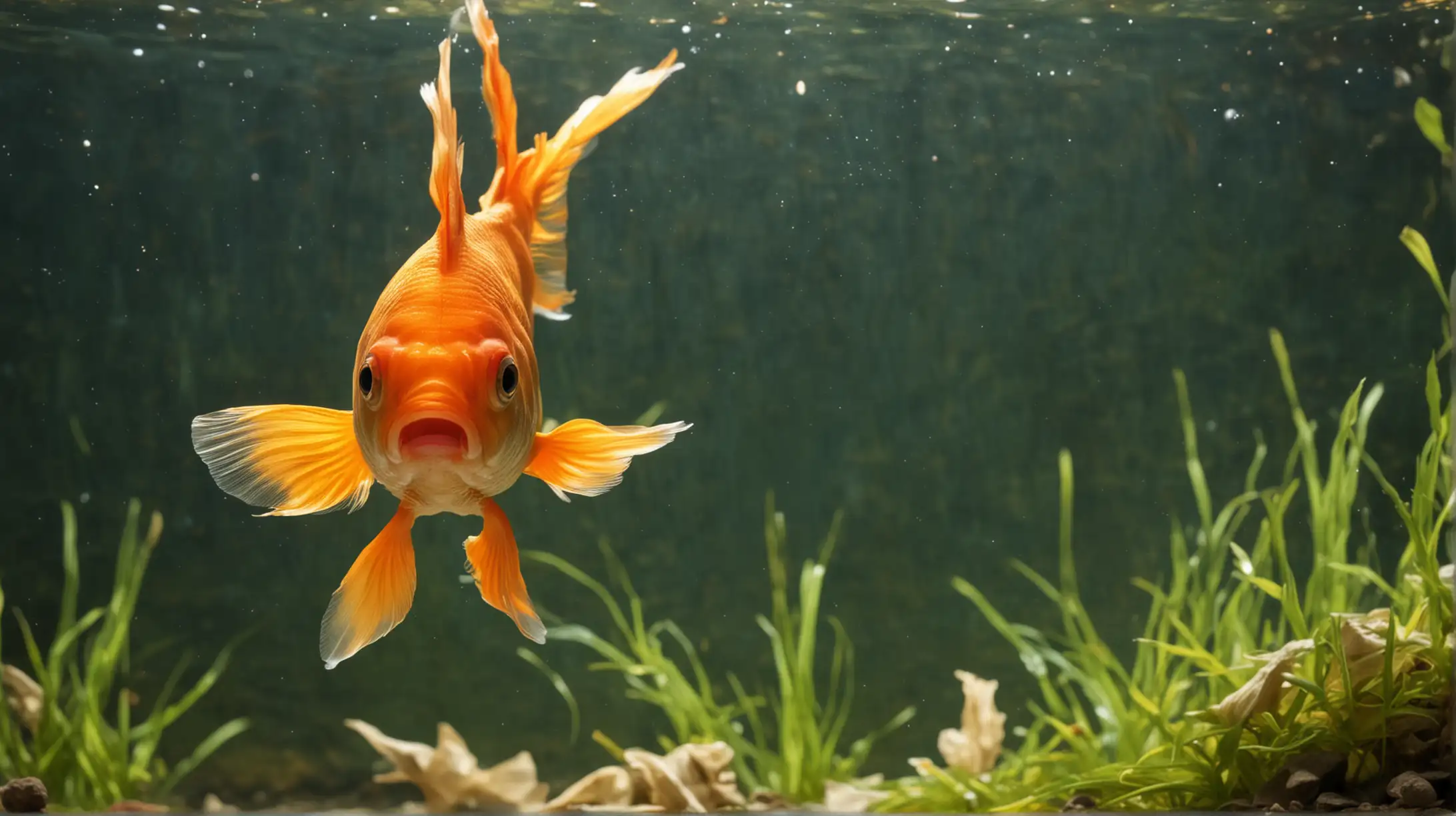 Golden Goldfish Swimming in the Abyss of Desire and Happiness