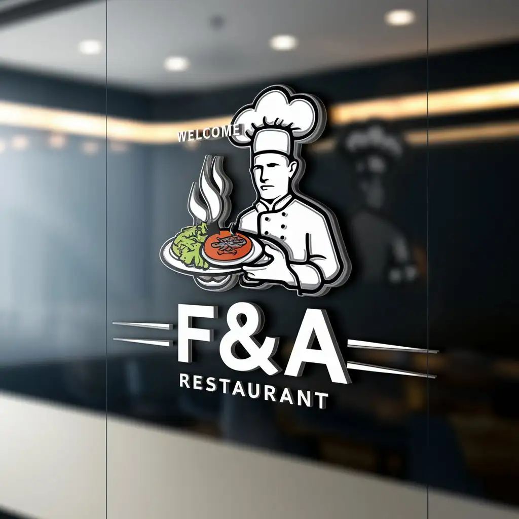a logo design,with the text "F & A RESTAURANT, WELCOME, SINCE 1962", main symbol:FOOD/ CHEF,complex,be used in Restaurant industry,clear background