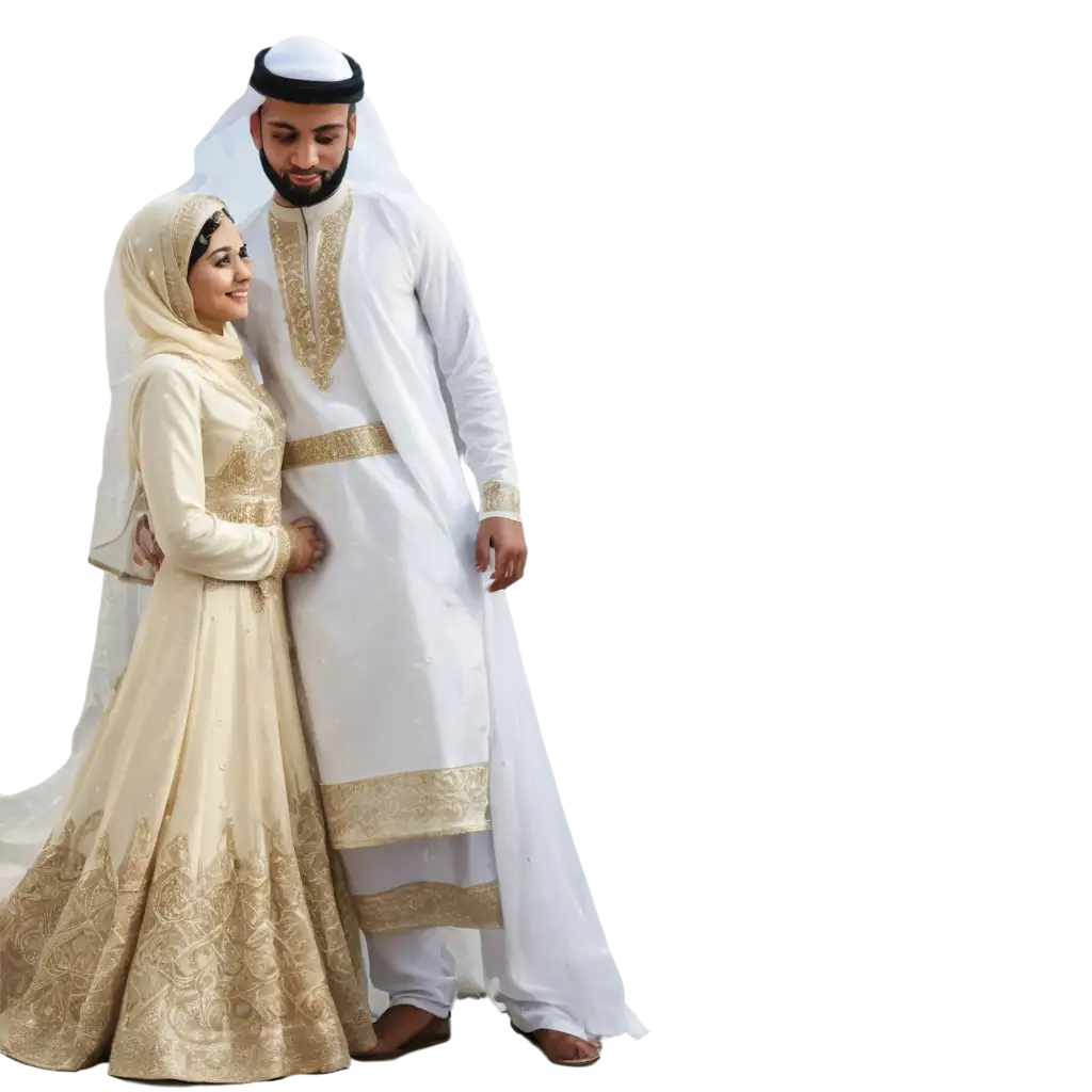 Muslim girl and boy wedding dress
