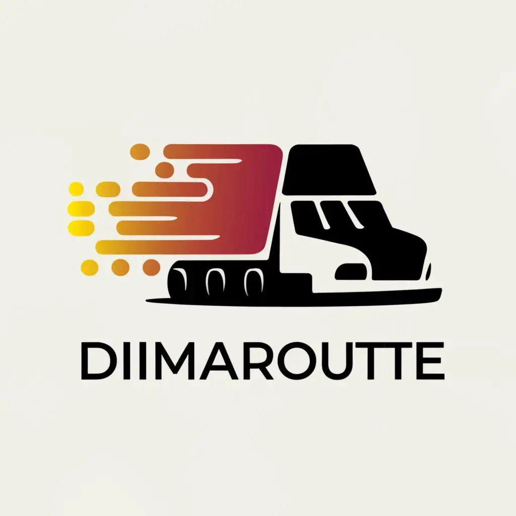 create me a logo in 3D with a wagon vehicle for a company who works in transport with its symbol "DIMAROUTE" with the color with in the background