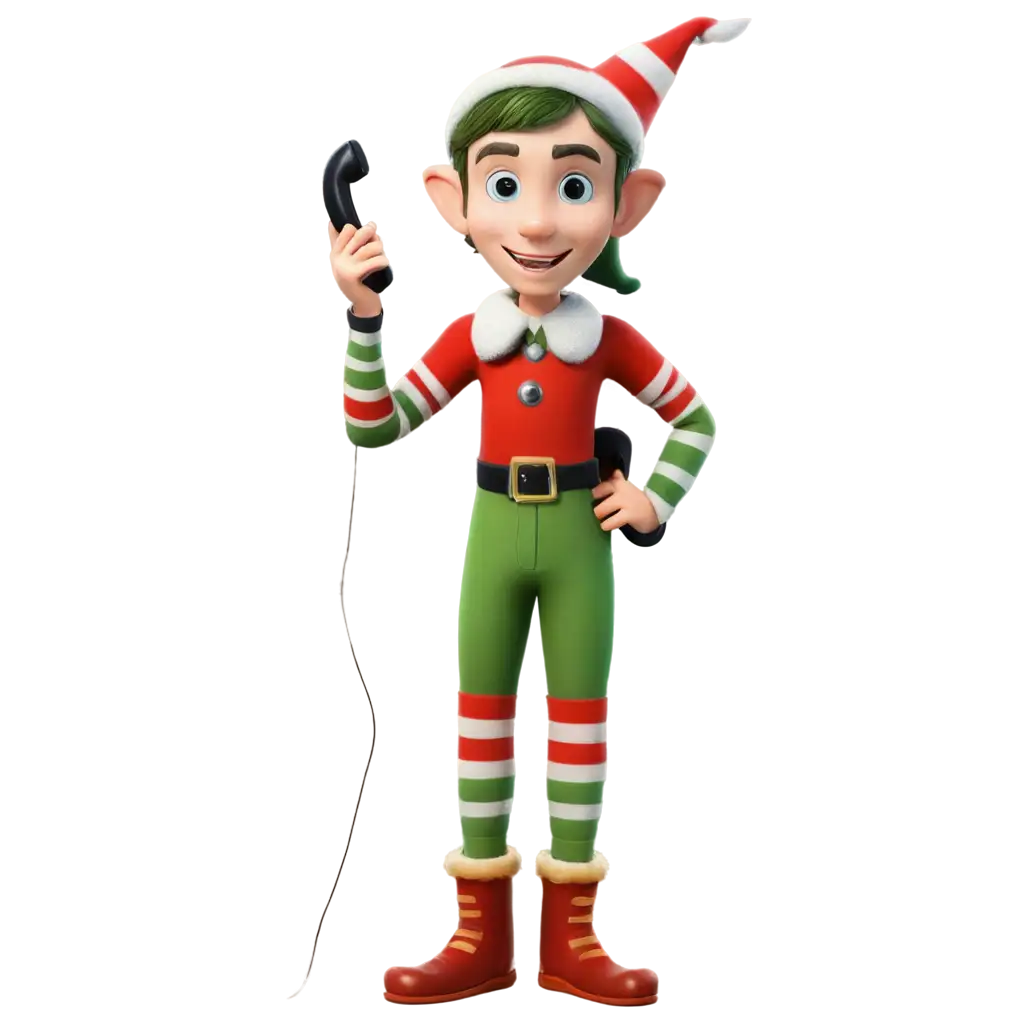 Cartoon-North-Pole-Elf-on-Telephone-PNG-Whimsical-Character-Illustration