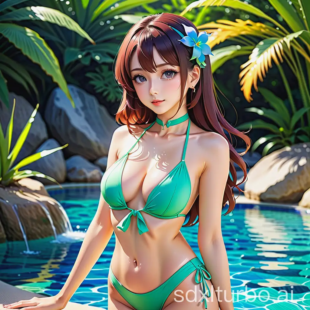 Anime-Style-Swimsuit-Beauty-Posing-by-the-Seaside
