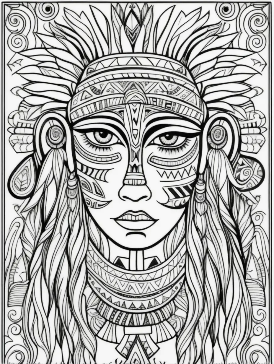 Tribal Art Adult Coloring Page for Relaxation and Creativity