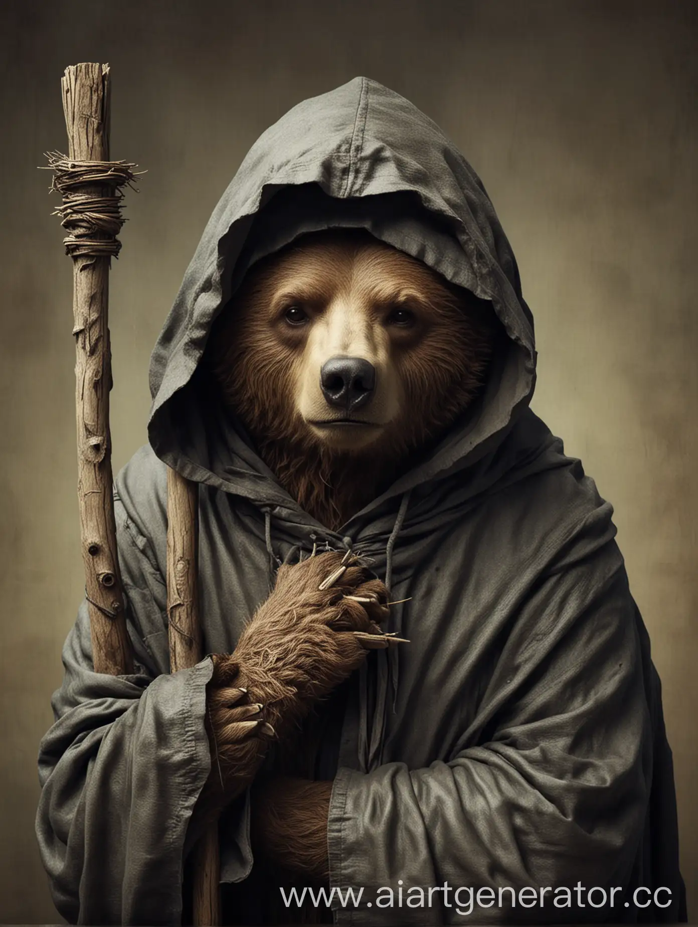 Old-Wise-Bear-with-Hood-and-Staff-in-Thoughtful-Pose