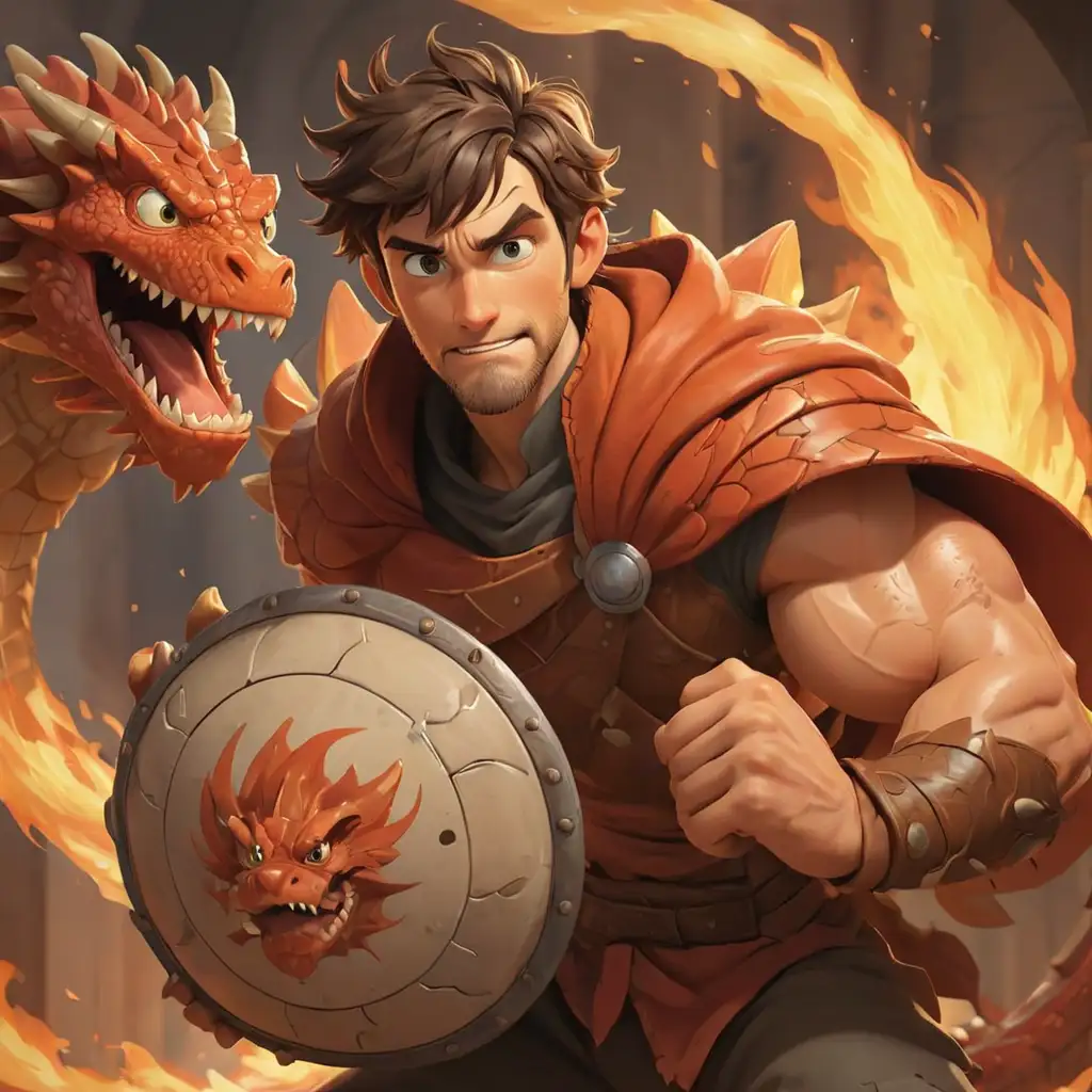 Brave-Knight-Shields-Against-FireBreathing-Dragon