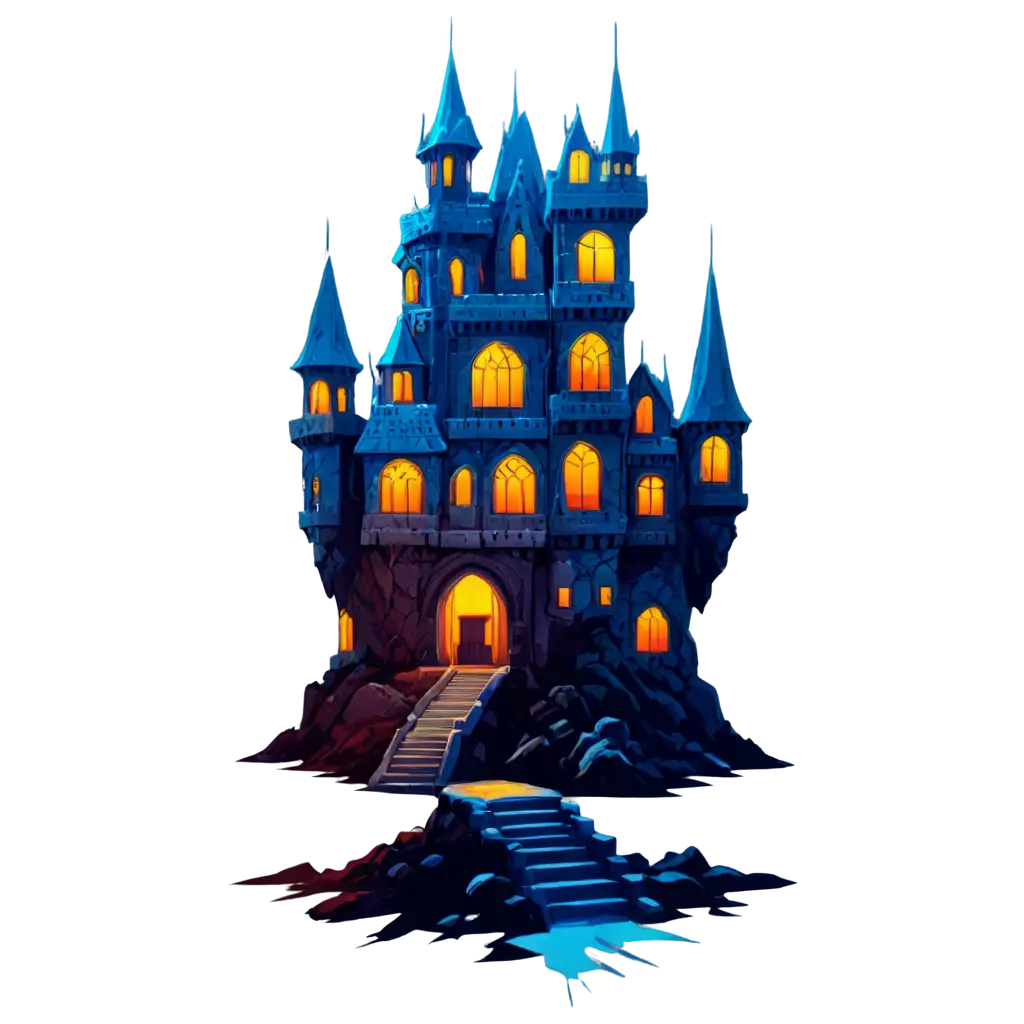 Haunted castle, horror style, conceptual art, vivrant color