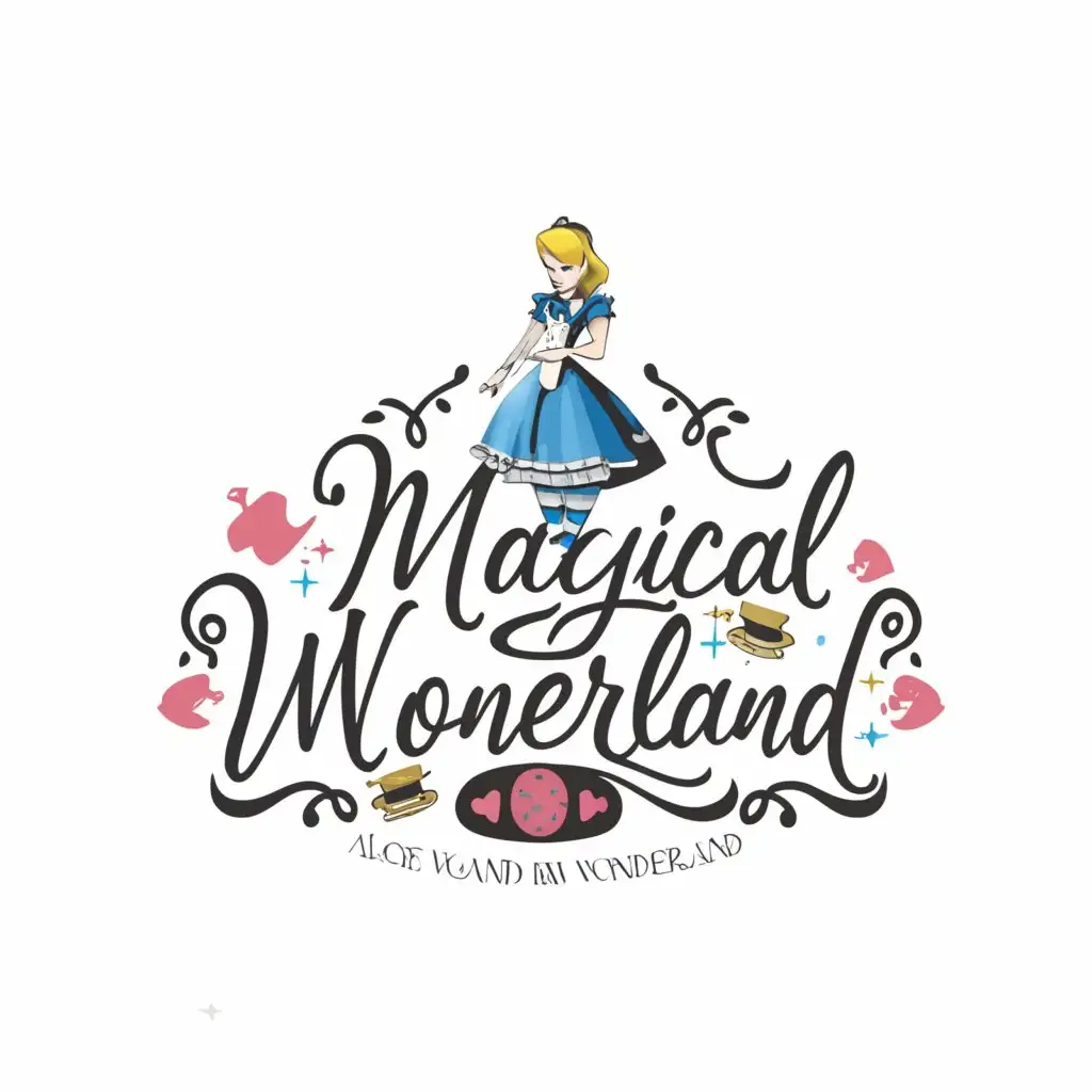 a logo design,with the text "Magical Wonderland", main symbol:Alice in wonderland,Moderate,clear background