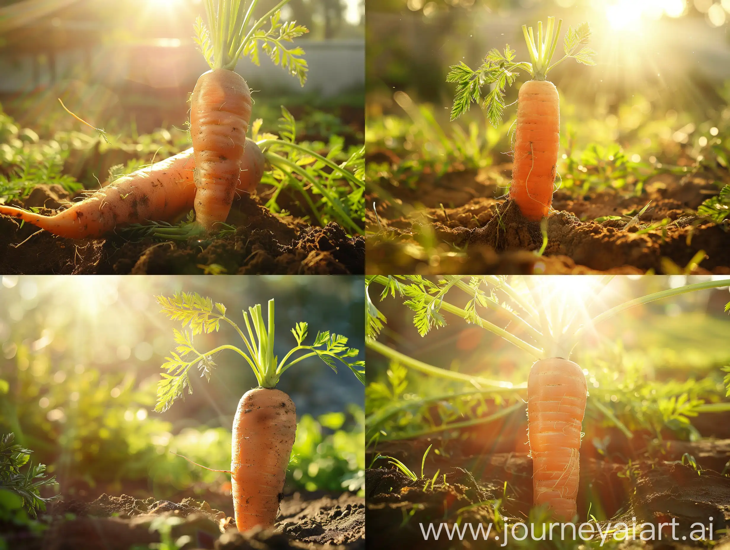 High detailed photo capturing a Carrot, Short n Sweet. The sun, casting a warm, golden glow, bathes the scene in a serene ambiance, illuminating the intricate details of each element. The composition centers on a Carrot, Short n Sweet. Easy to grow and full of vitamins, this rich, sweet flavored carrot has 4" roots that are bright orange to the center. It was bred especially for heavy or poor soil and can also be grown in large containers. us Exclusive. GARDEN HINTS: Sow seed in dee. The image evokes a sense of tranquility and natural beauty, inviting viewers to immerse themselves in the splendor of the landscape. --ar 16:9 