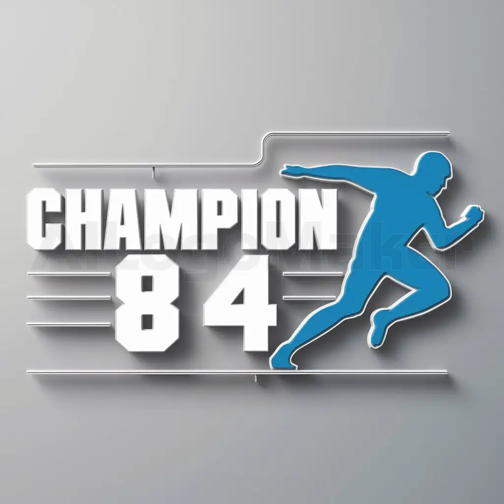 LOGO-Design-for-Champion-84-Sky-Blue-Football-Player-in-Action