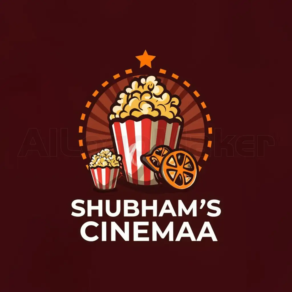 a logo design,with the text "Shubham's Cinema", main symbol:A movie,Moderate,be used in Entertainment industry,clear background