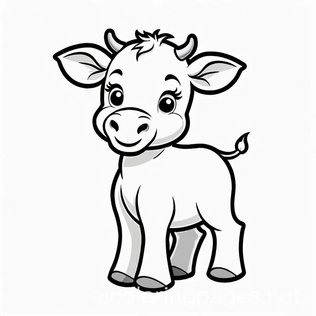 Baby-Cow-Coloring-Page-Simple-Black-and-White-Line-Art-on-White-Background