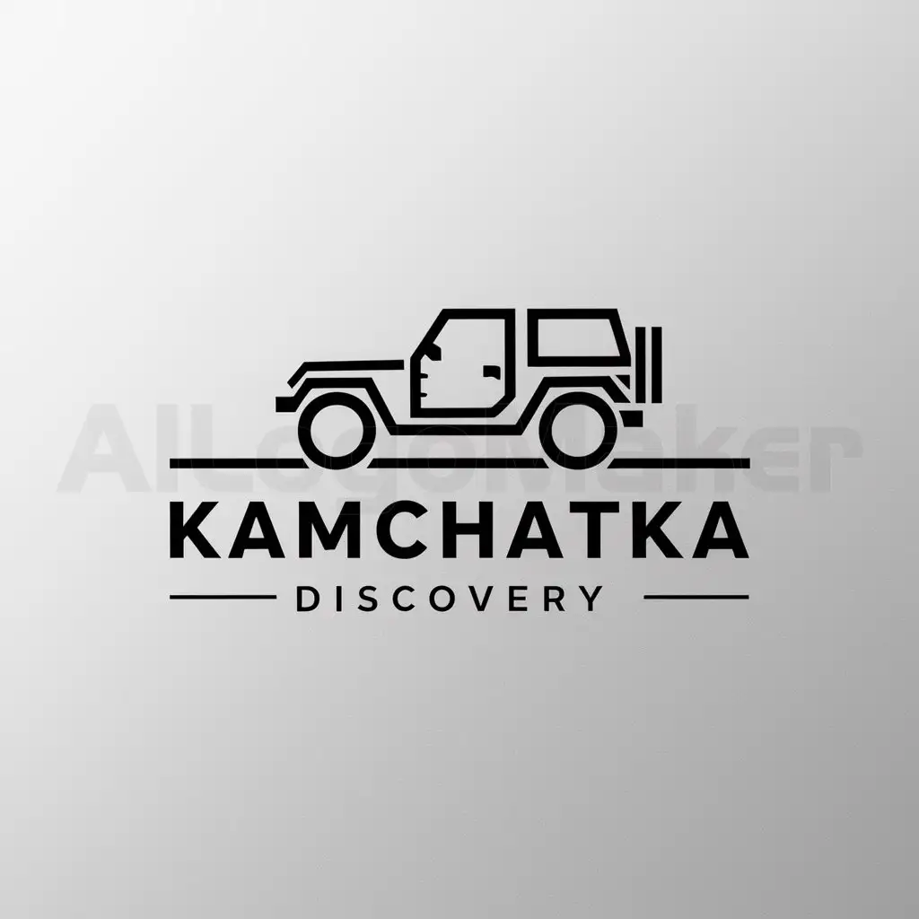 a logo design,with the text "Kamchatka Discovery", main symbol:jeep,Minimalistic,be used in Travel industry,clear background