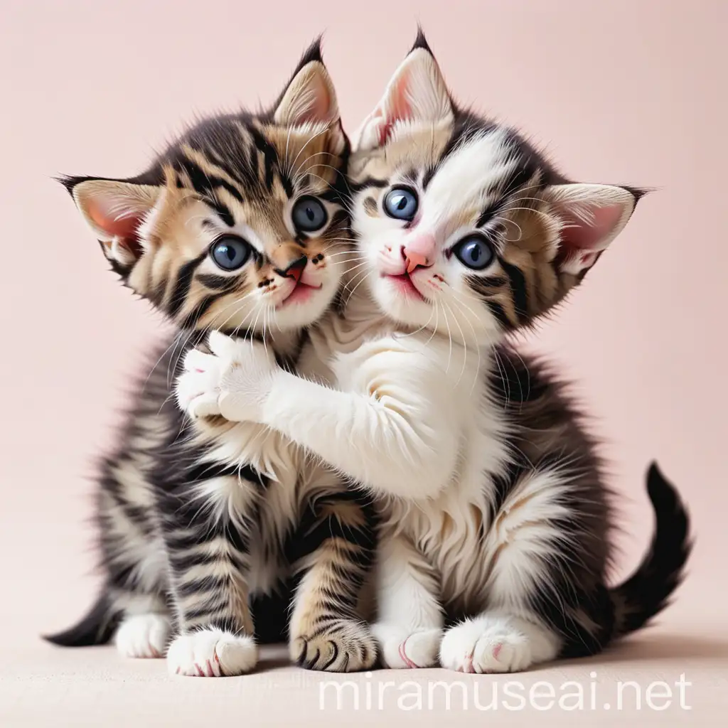 Adorable Kittens Embracing with Affection