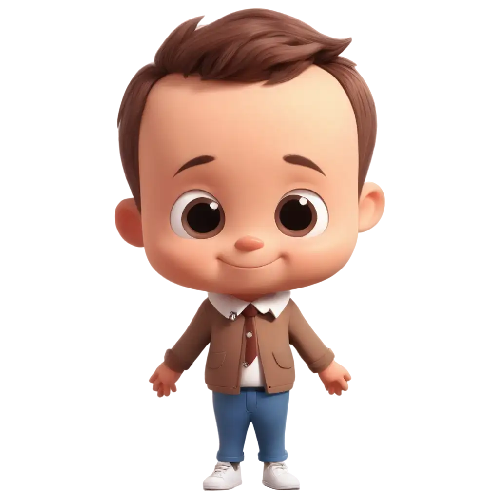 Small child with big head in cartoon style