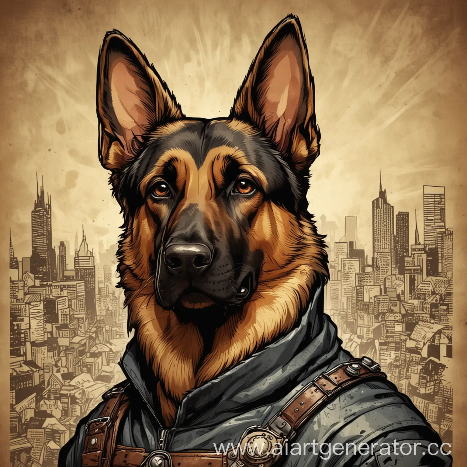 Comic-Book-Style-German-Shepherd-Dog-Meet-German
