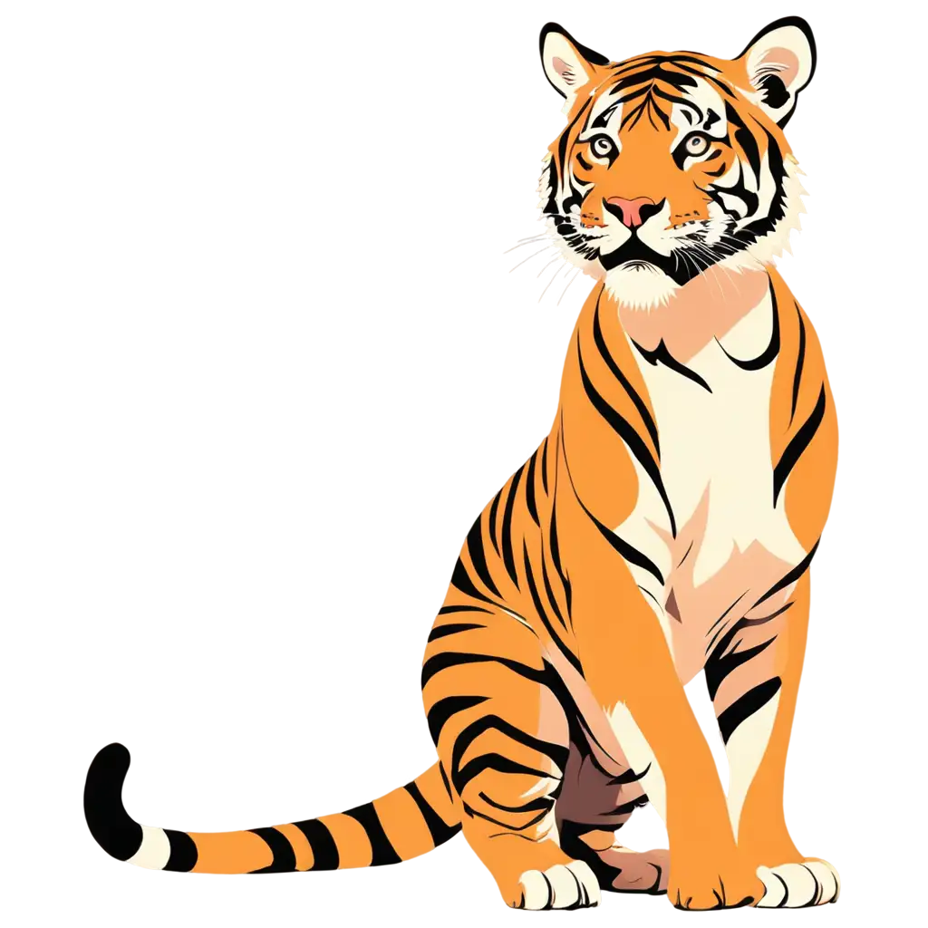 bengal tiger simple illustration in pastel colors