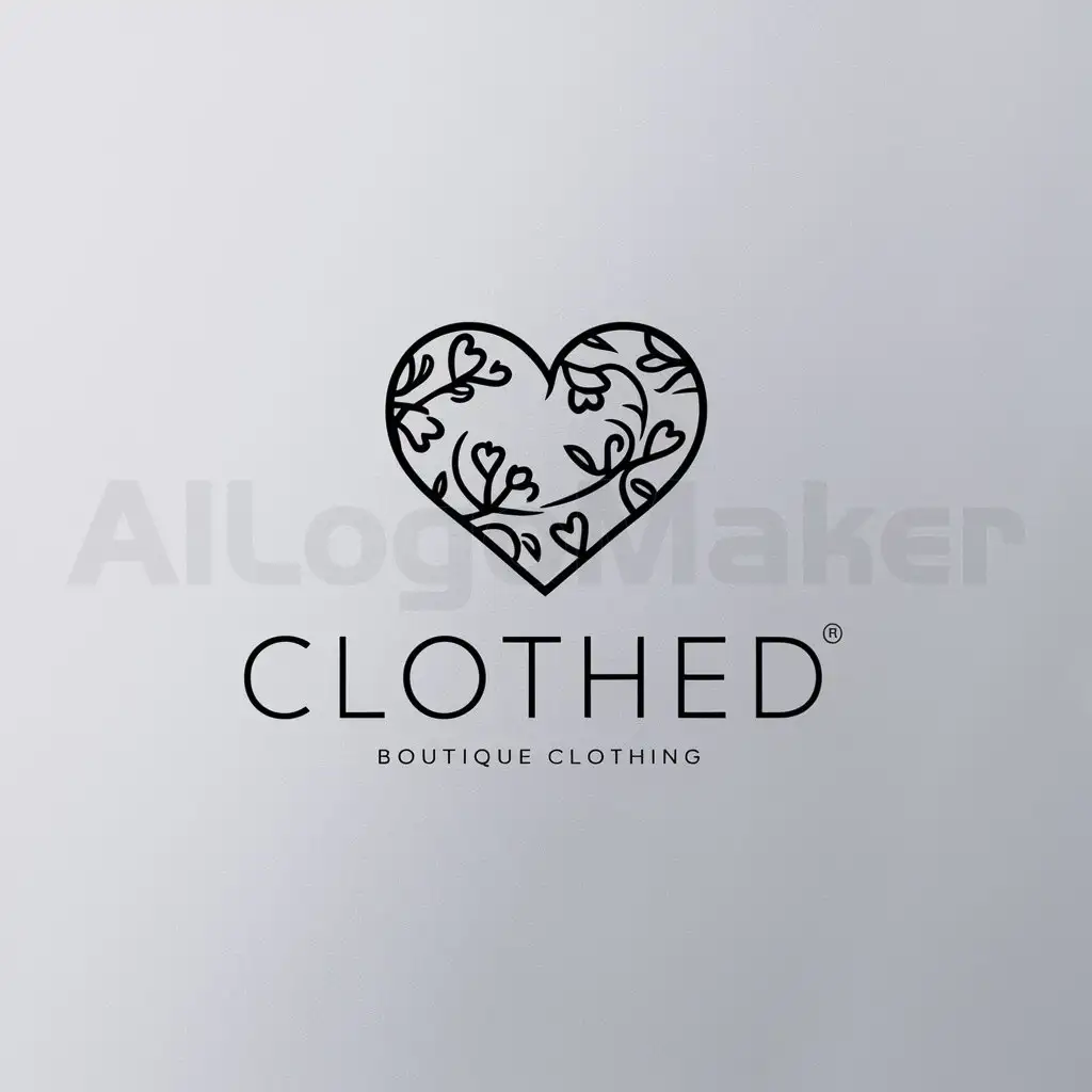 a logo design,with the text "CLOTHED", main symbol:LOVE FLORAL,Minimalistic,be used in boutique industry,clear background