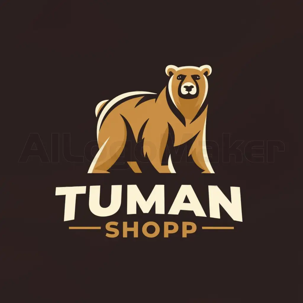 a logo design,with the text "TUMANSHOP", main symbol:Bear,Moderate,clear background