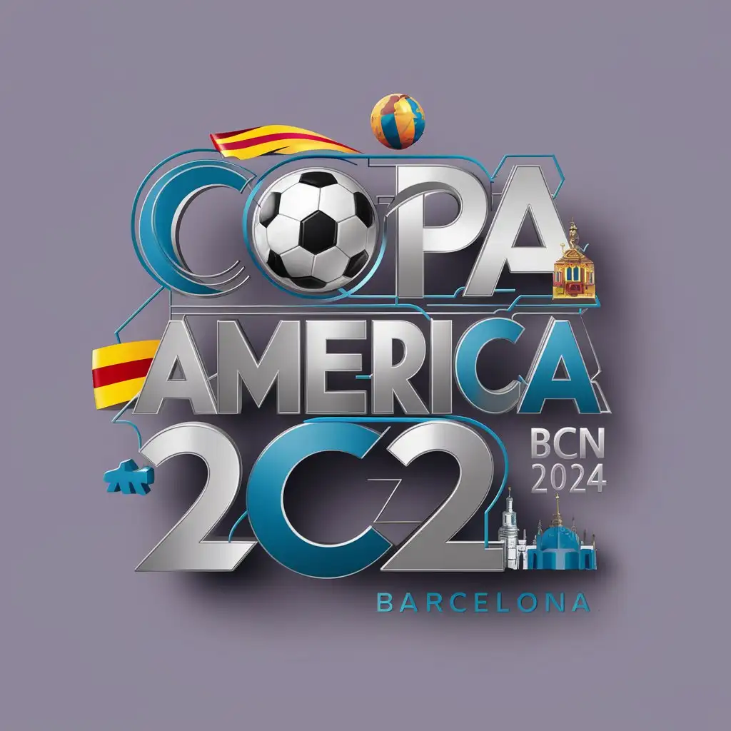 Créa la palabra « Copa America bcn 2024 » con estilo mundial 