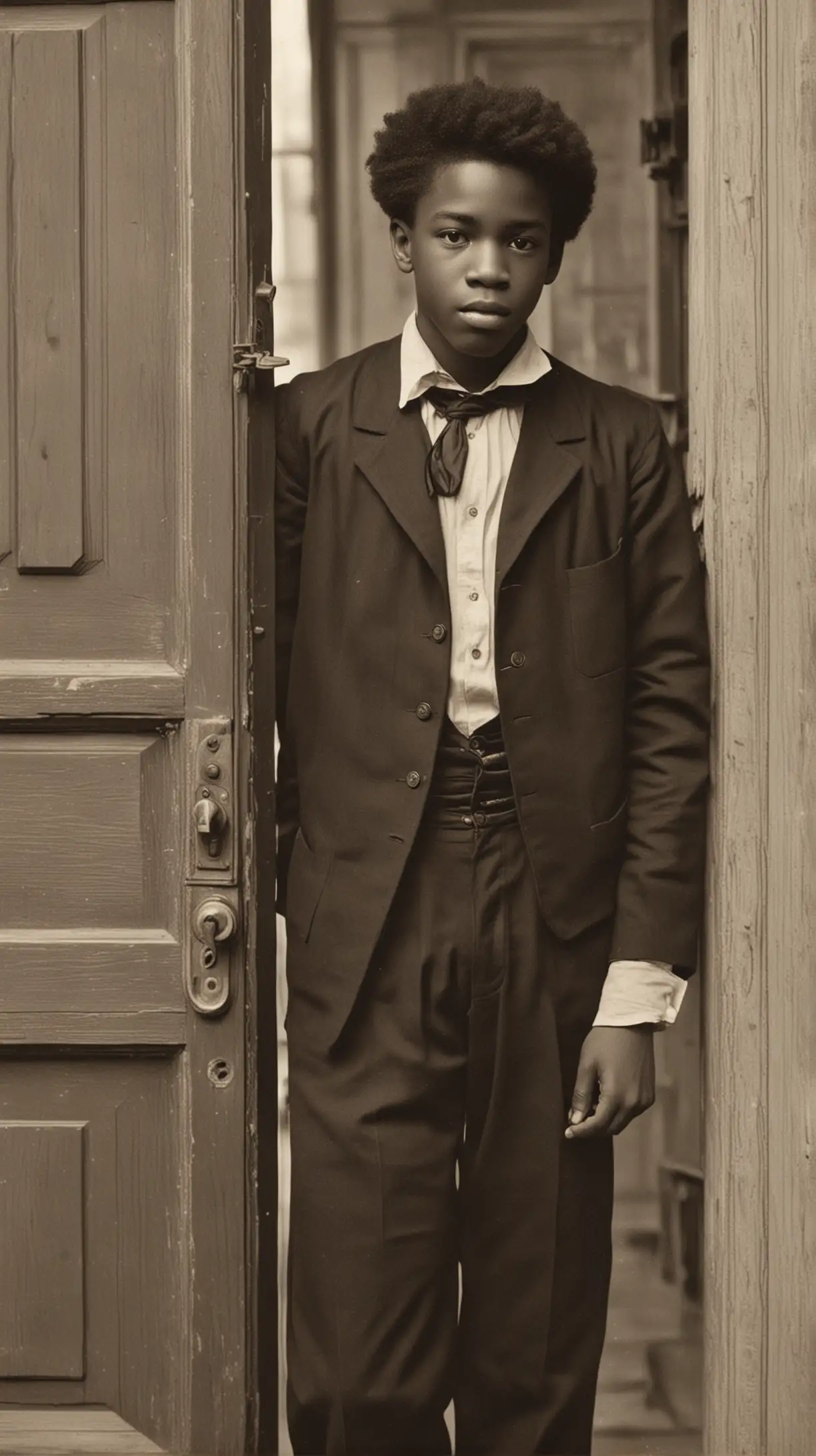 Black Handsome 17YearOld Opening a Door in 1878