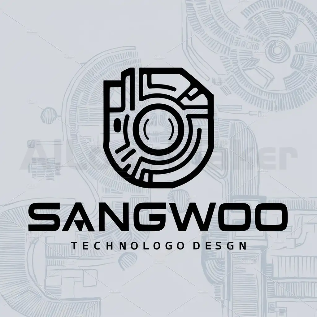 a logo design,with the text "sangWOO", main symbol:hard disk,complex,be used in Technology industry,clear background
