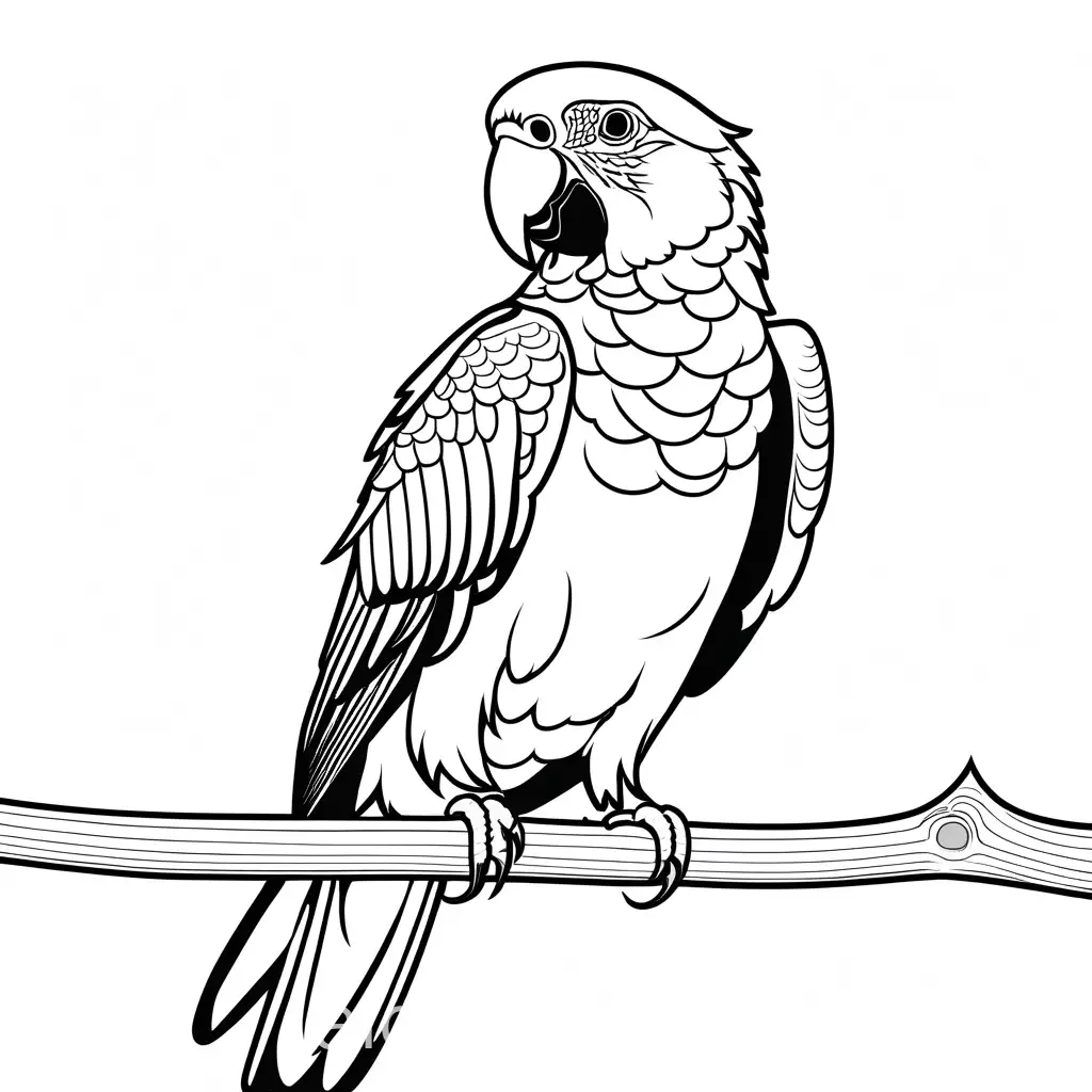 a cute parrot, Coloring Page, black and white, line art, white background, Simplicity, bold outline, no shading, Ample White Space. The background of the coloring page is plain white to make it easy for young children to color within the lines. The outlines of all the subjects are easy to distinguish, making it simple for kids to color without too much difficulty, Coloring Page, black and white, line art, white background, Simplicity, Ample White Space. The background of the coloring page is plain white to make it easy for young children to color within the lines. The outlines of all the subjects are easy to distinguish, making it simple for kids to color without too much difficulty, Coloring Page, black and white, line art, white background, Simplicity, Ample White Space. The background of the coloring page is plain white to make it easy for young children to color within the lines. The outlines of all the subjects are easy to distinguish, making it simple for kids to color without too much difficulty