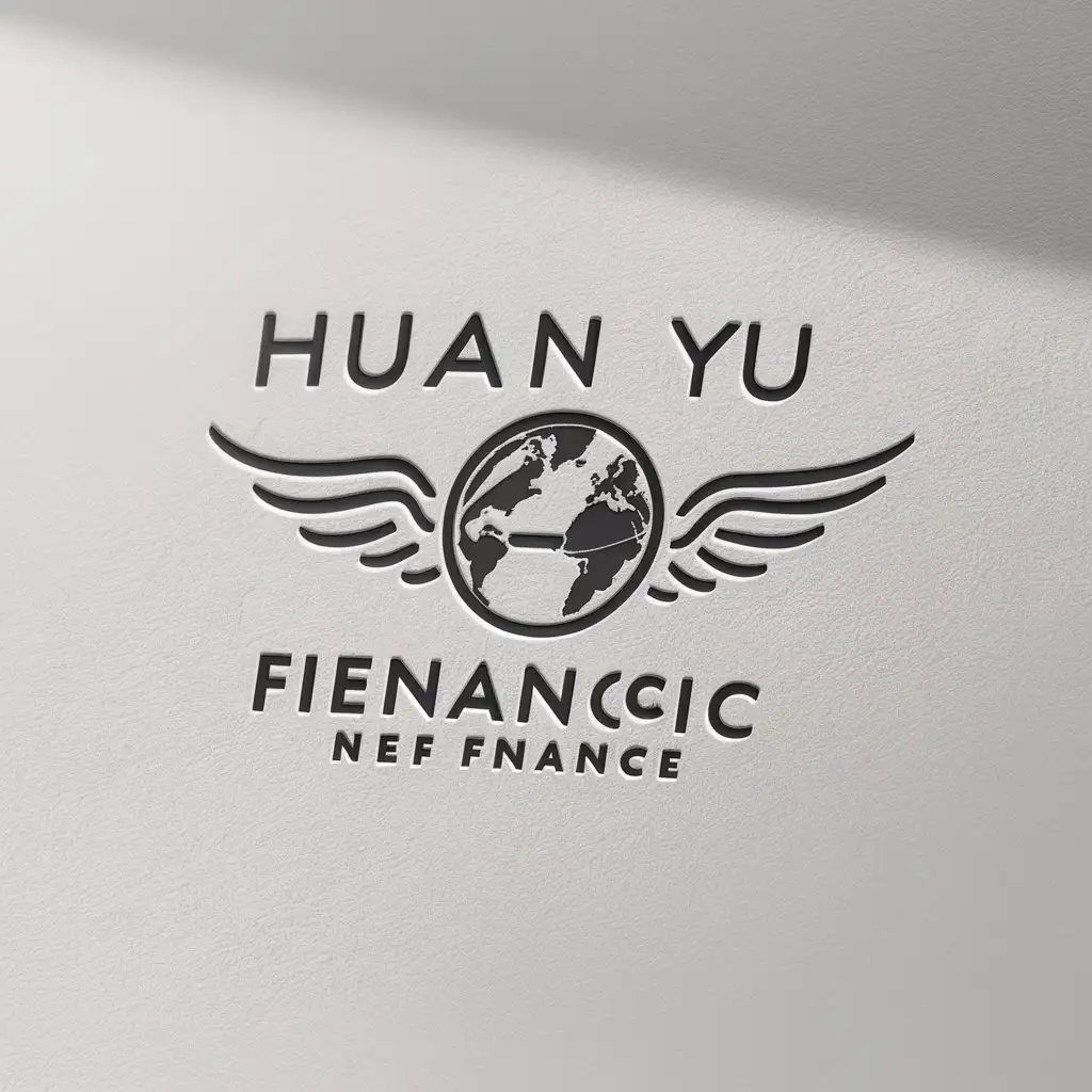 a logo design,with the text "Huan Yu", main symbol:orb universe, global, earth, wing, freedom,Minimalistic,be used in Finance industry,clear background