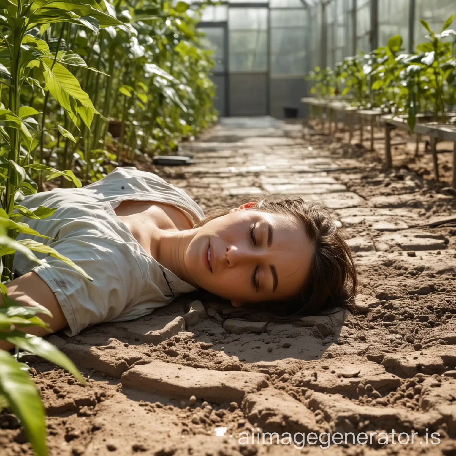 persona sales from a greenhouse and faints due to heat stroke and suffers a heat wave faints