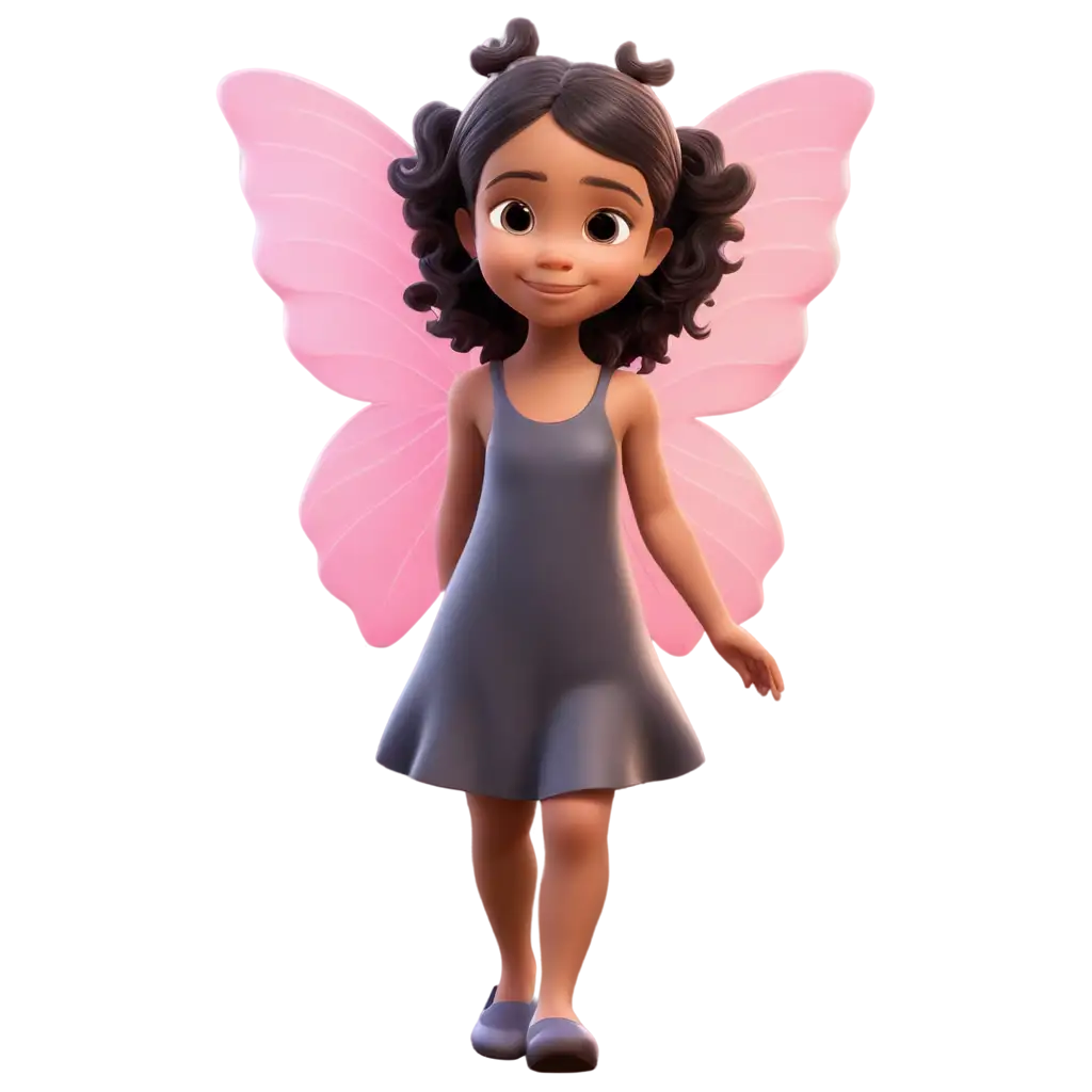 3D Cute Baby Girl With Pink Butterfly Wings and mix colors background 