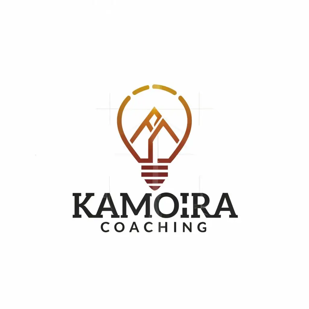 a logo design,with the text "Kamora Coaching", main symbol:mountain in lightbulb,Minimalistic,be used in Sports Fitness industry,clear background
