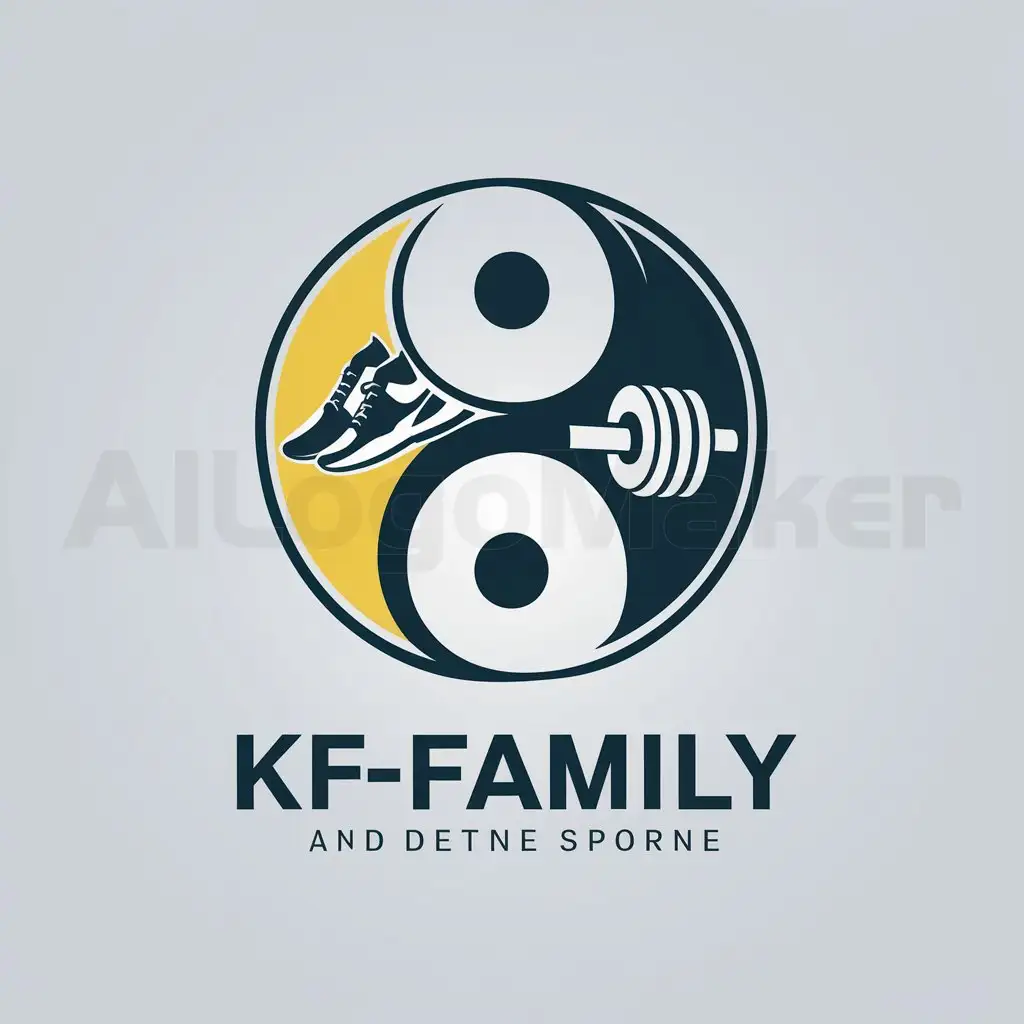 a logo design,with the text "KF-family", main symbol:yin yang,complex,be used in Sports Fitness industry,clear background