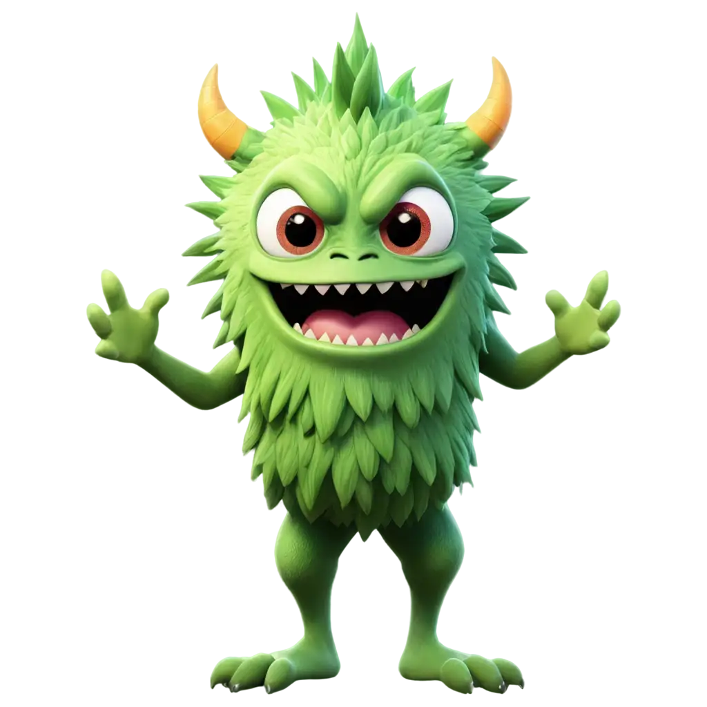 3D render fantasy monster, color grunge character, funny design element, attractive emoticon, unique expression sticker isolated on the white background