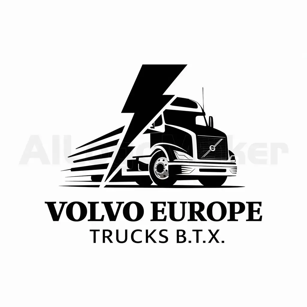 a logo design,with the text "Volvo Europe Trucks B.T.X.", main symbol:lightning bolt on a truck,complex,be used in Automotive industry,clear background