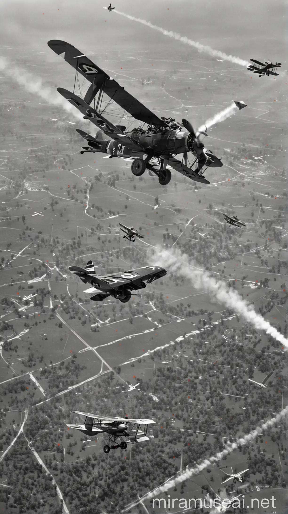 The biplanes avoiding radar detection and flying undetected over enemy lines. hyper realistic