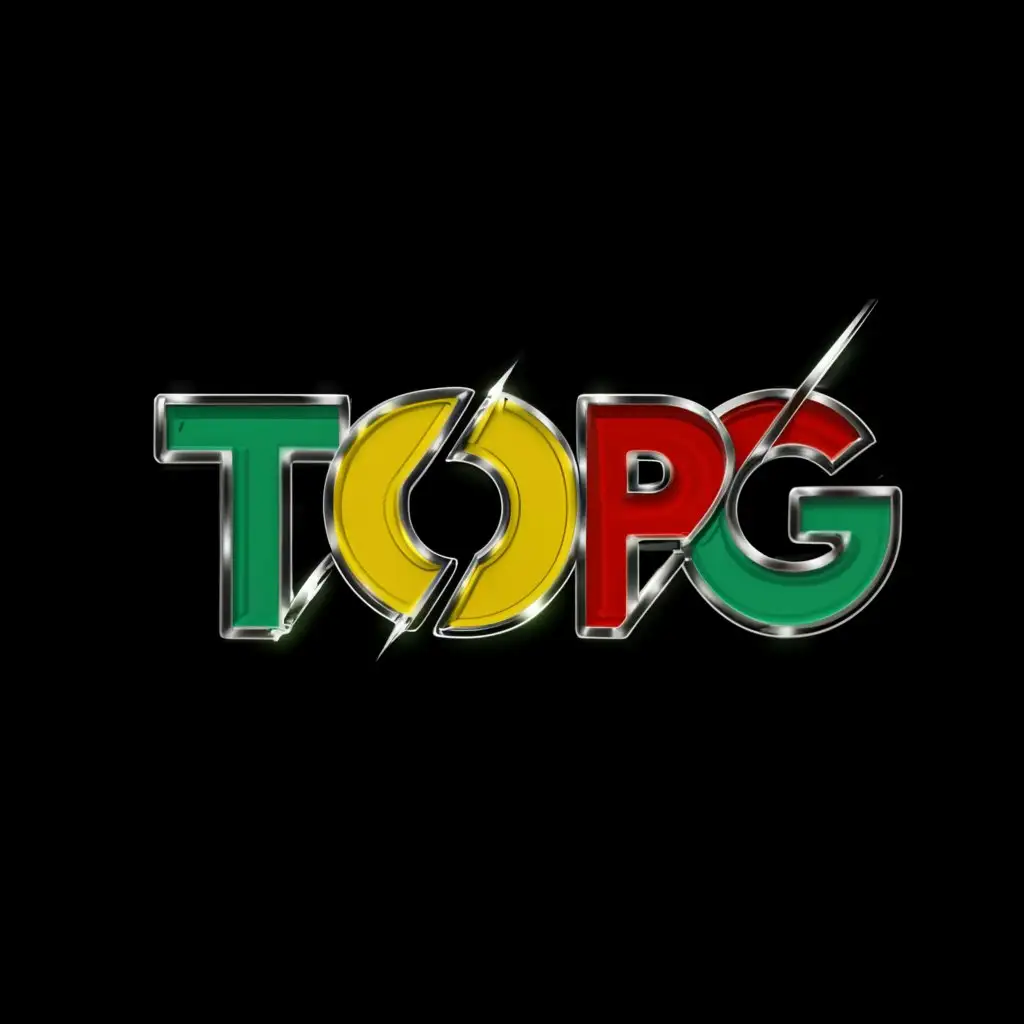 a logo design,with the text "TOPG", main symbol:TOPG brand logo silver gold green red powerful brand unique admirable rememberable,Moderate,be used in Technology industry,clear background