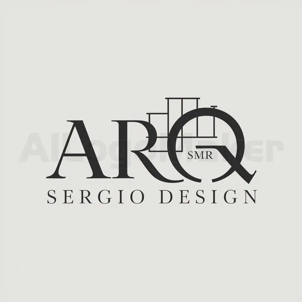 a logo design,with the text "Arq Sergio Desing", main symbol:The logo should have the letters ARQ SMR RELATED TO ARCHITECTURE AND DESIGN,Moderate,be used in Construction industry,clear background