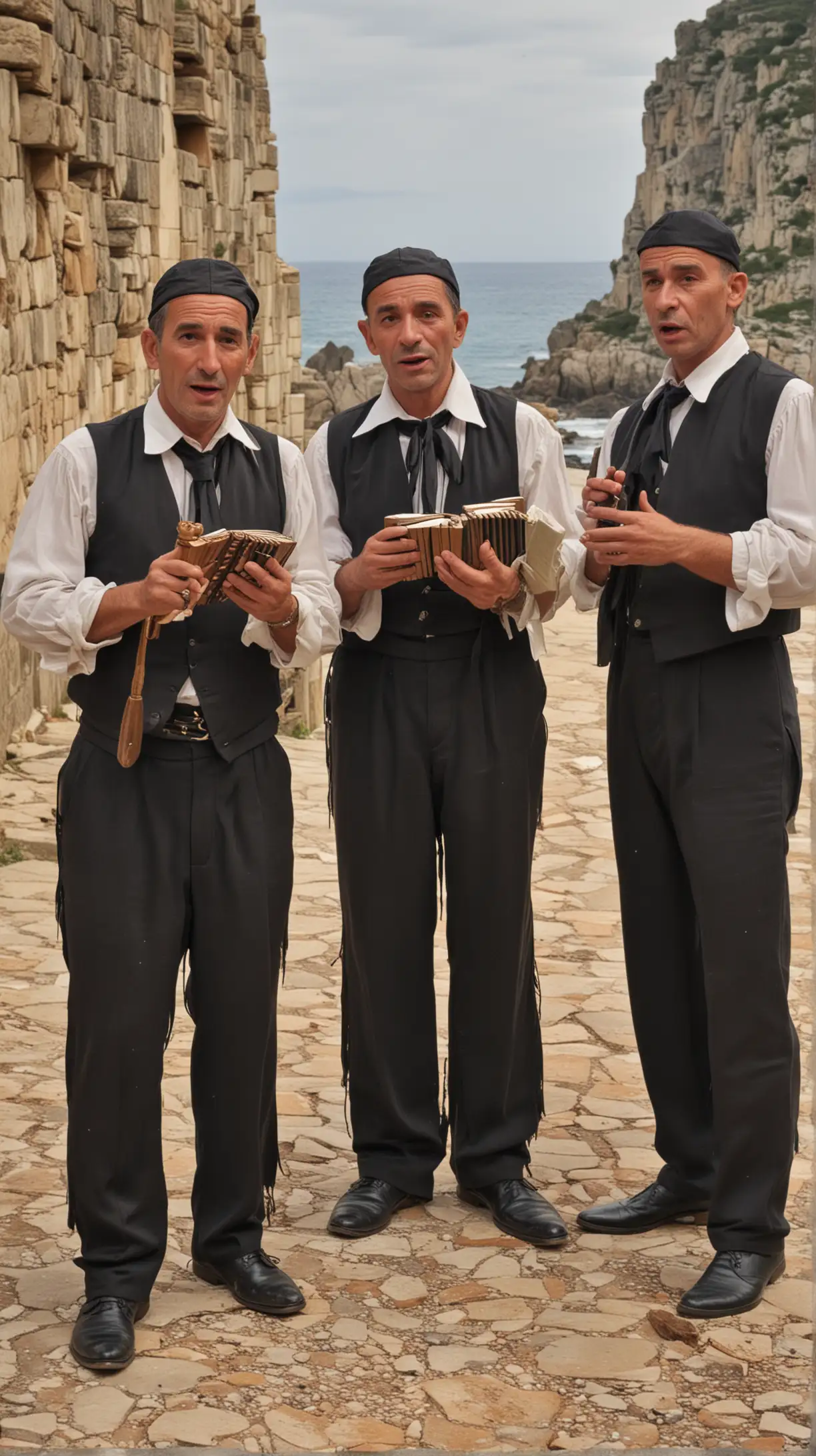 Traditional Corsican Men Singers Performing Folk Songs