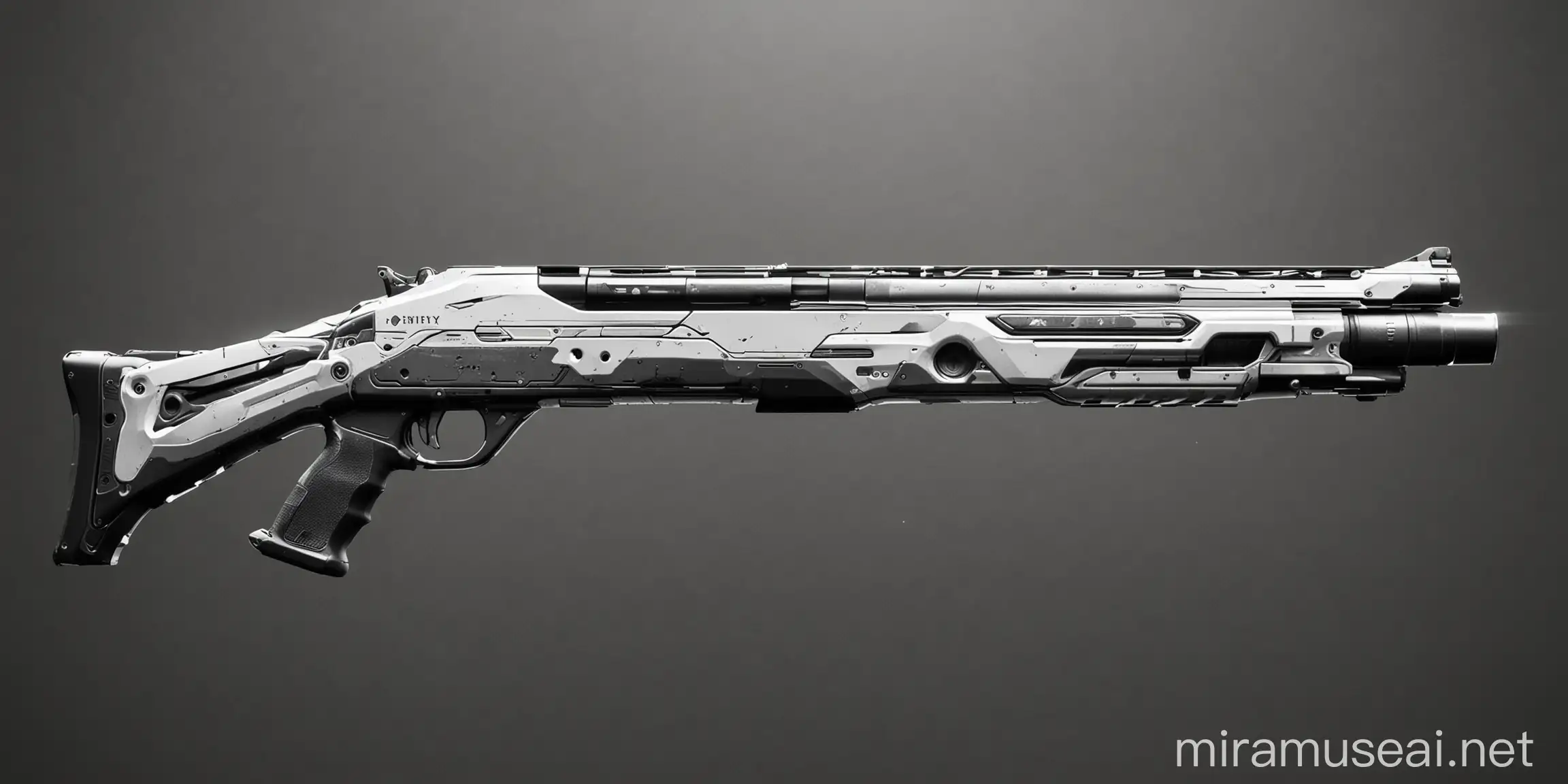 destiny 2 shotgun, black and white colors, futuristic