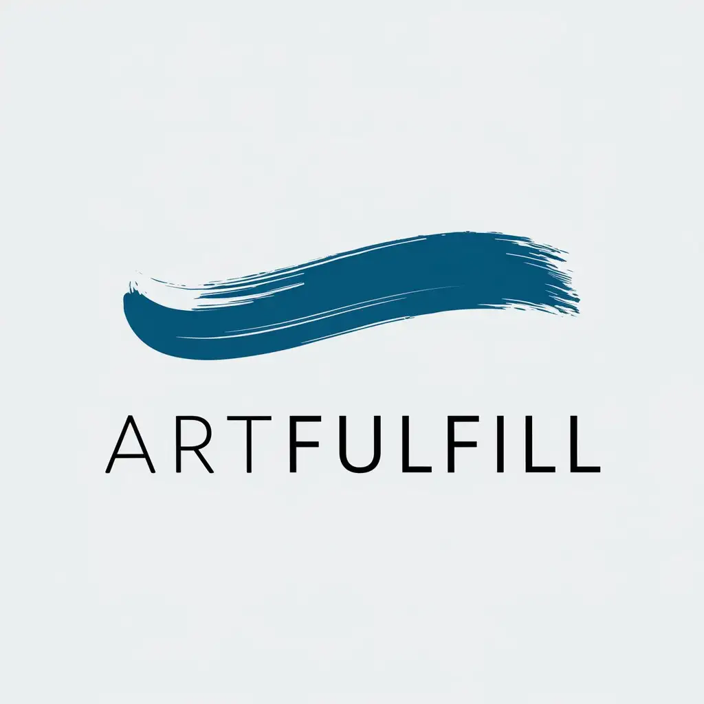 a logo design,with the text "ArtFulfill", main symbol:Artistic Blue brush stroke,Minimalistic,clear background