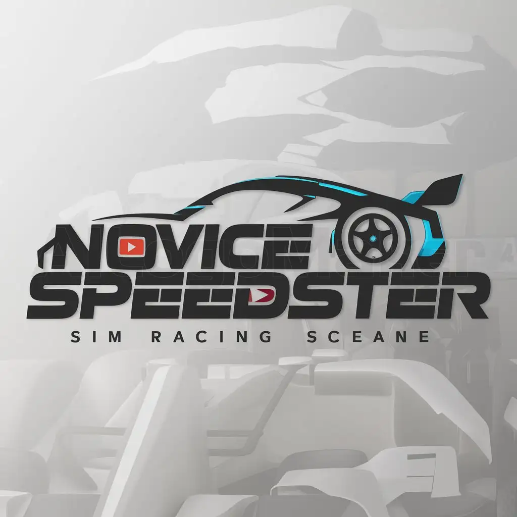 a logo design,with the text 'Novice Speedster', main symbol:sim racing youtube,Moderate,be used in Automotive industry,clear background, with colour
