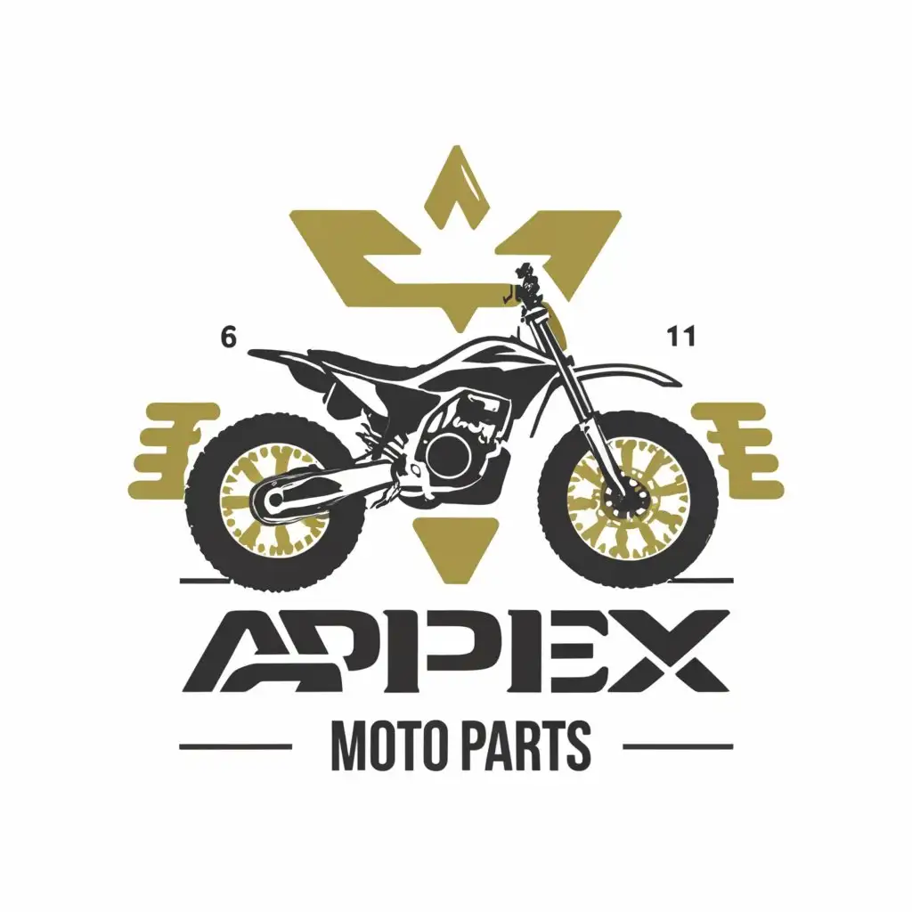 a logo design,with the text "Apex moto parts", main symbol:Dirtbike parts,Moderate,be used in Automotive industry,clear background