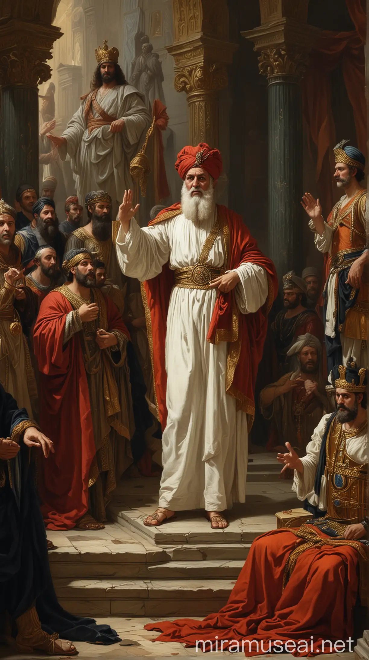 Daniel Interpreting Message before Belshazzars Throne