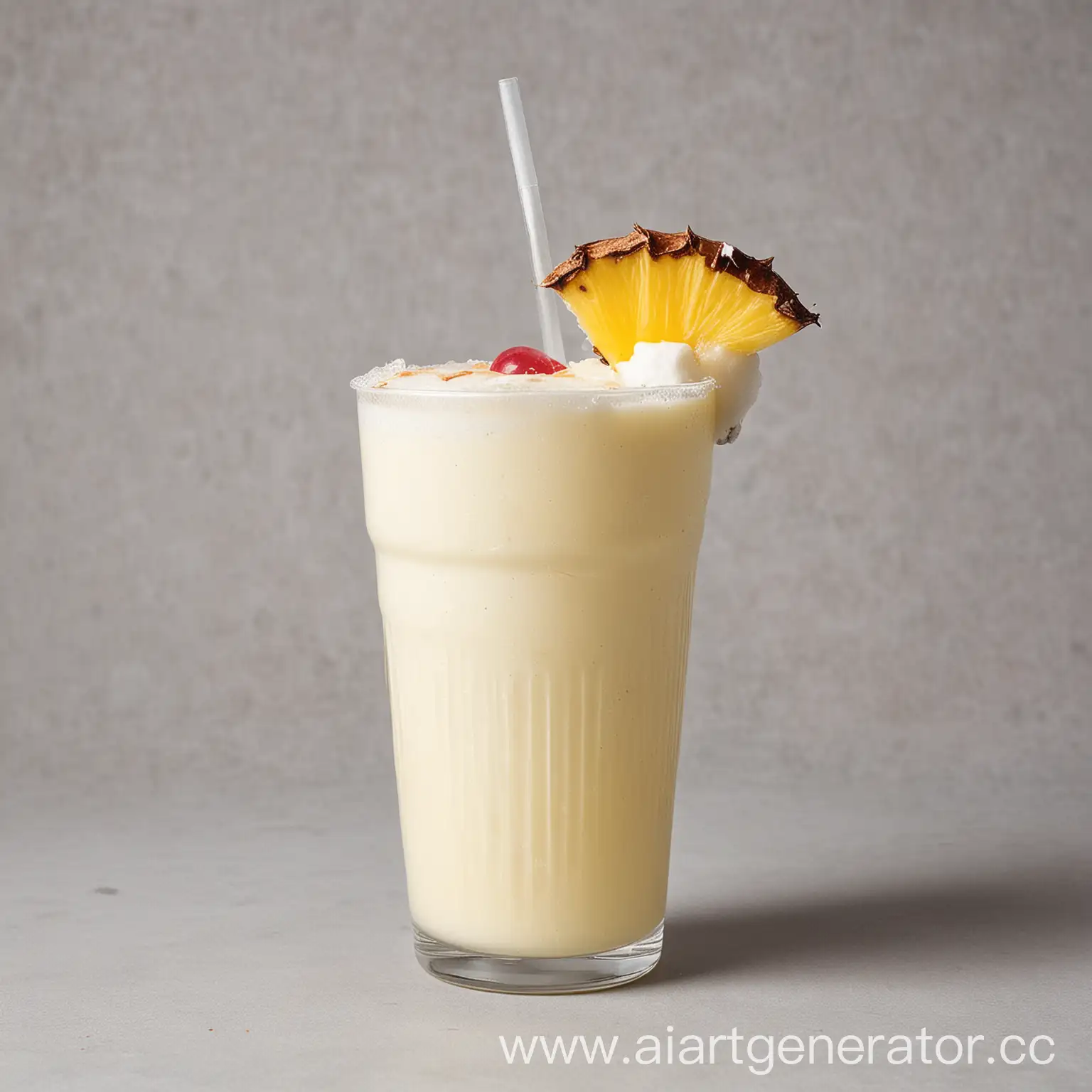 Refreshing-Pina-Colada-Cocktail-Served-in-a-Plastic-Cup-on-White-Background