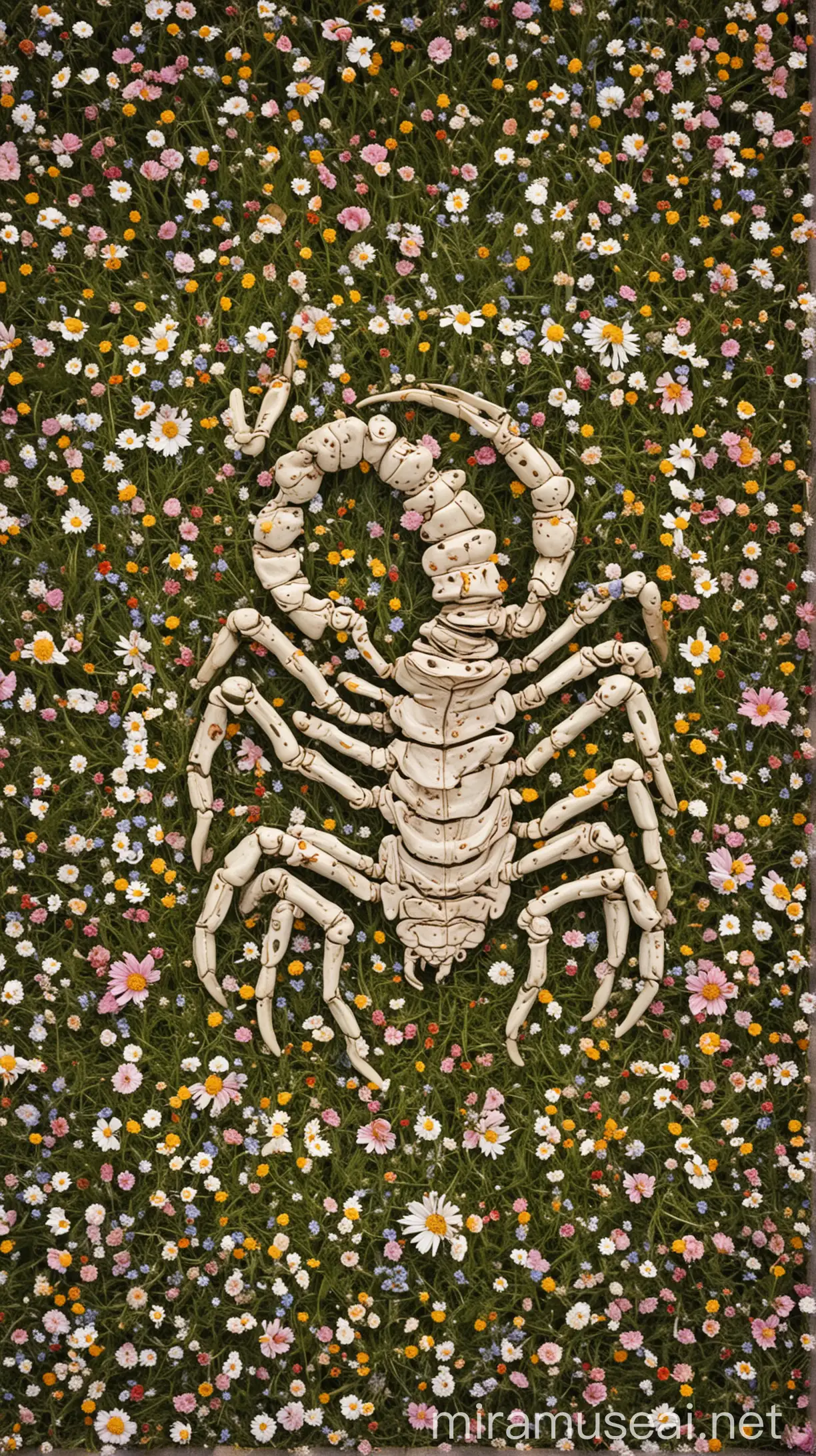 Zodiac sign scorpio in a field of delicate flowers