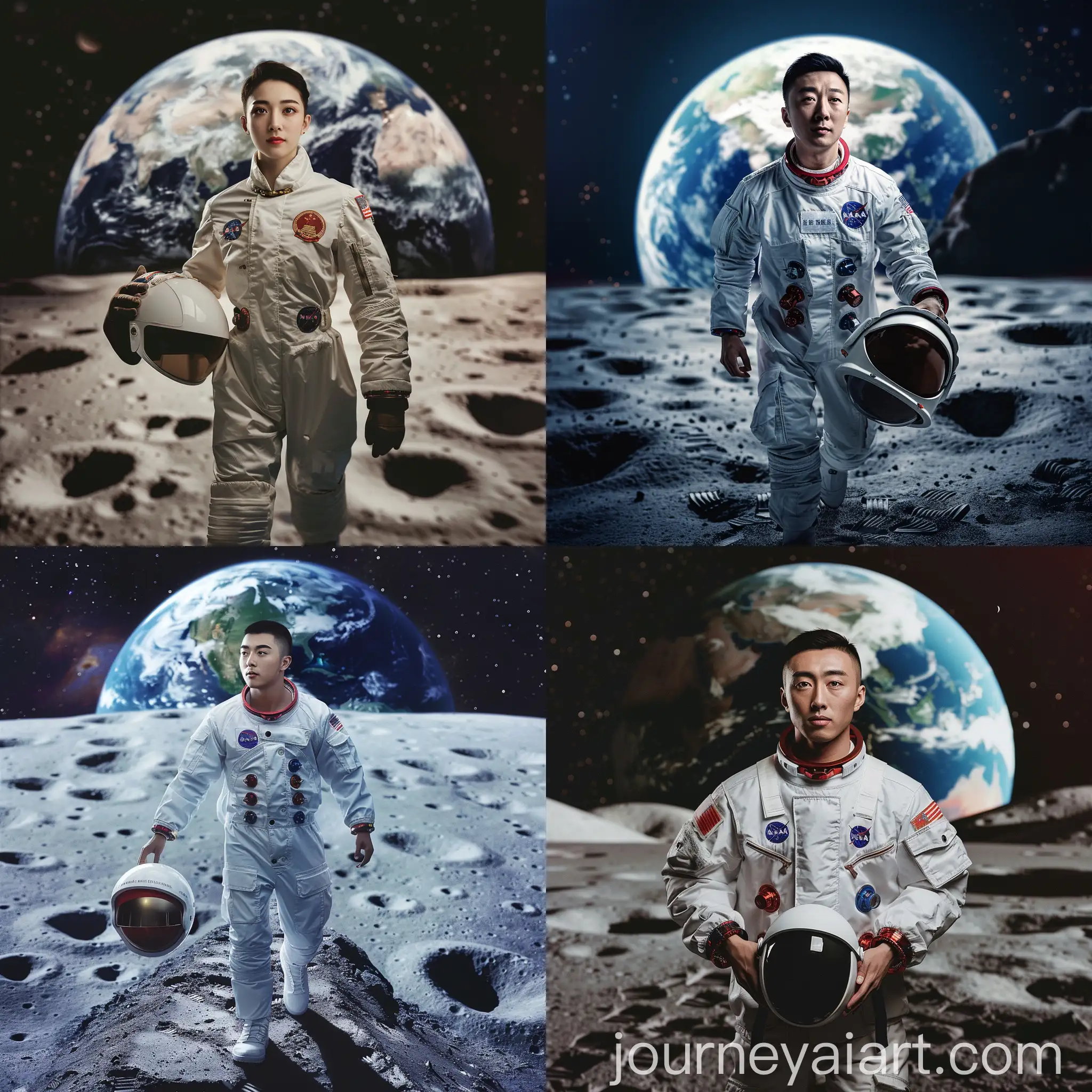 Chinese-Astronaut-Walking-on-Moon-with-Earth-Background
